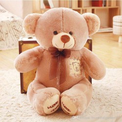 3.5 Feet Fat and Huge Dust Brown I Love You Teddy Bear